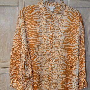 Topshop Oversize Animal Print Button-Up Shirt, Size 10 - NWOT